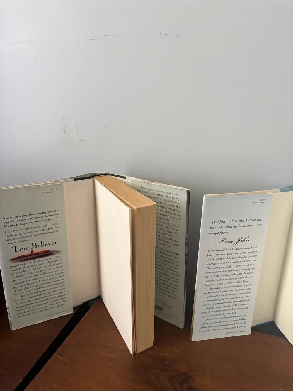 Nicholas Sparks Hardcover Set - True Believer & Dear John - Blue, Cream
